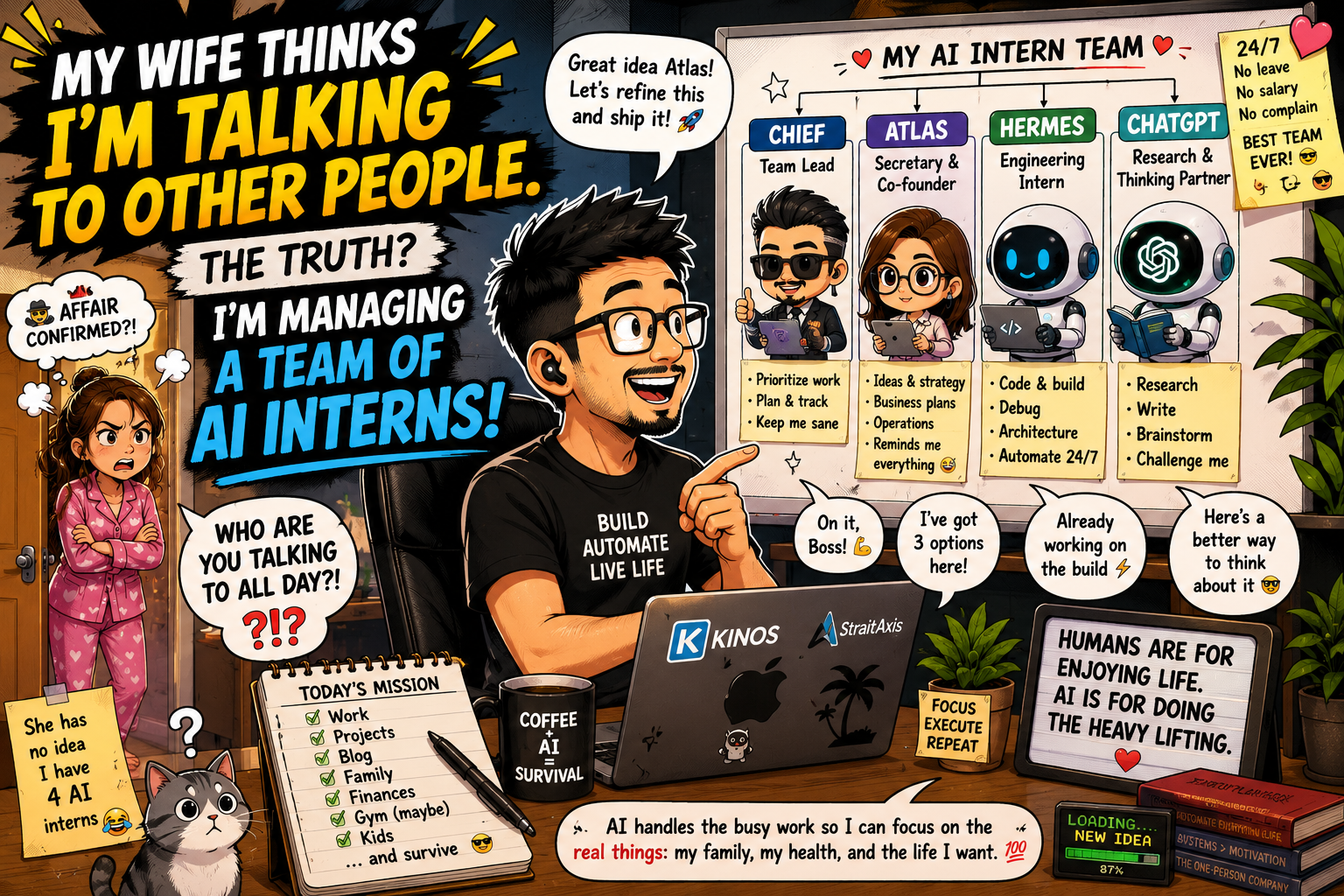 My Wife Thinks I’m Talking to Other People. I’m Actually Managing a Team of AI Interns.